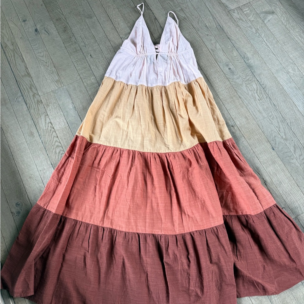 Anthropologie Pink and Tan Dress